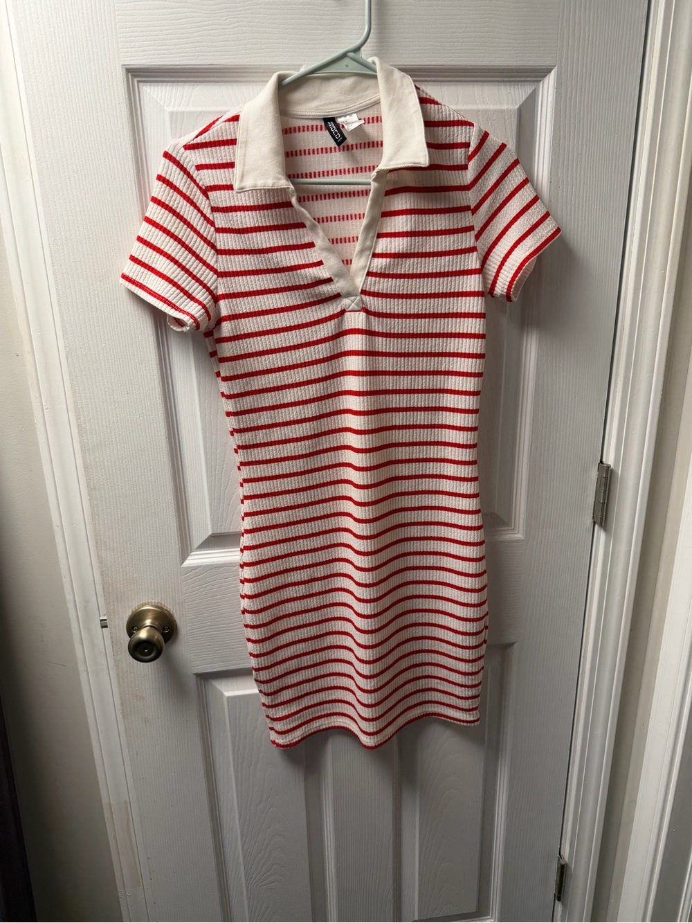 H&M Divided Red and White Striped Polo Mini Dress